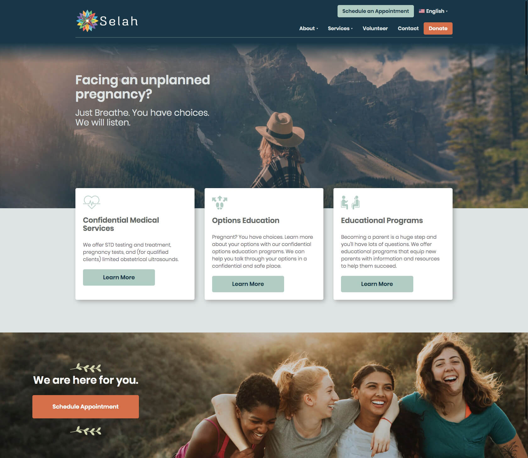 Selah after website redesign screenshot